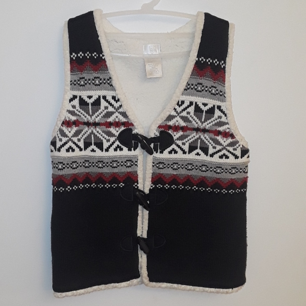 Sherpa Snowflake Winter Vest Size M 10/12